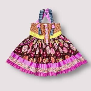 Matilda Jane Spinning with Joy Tree Print Knot Dress Size 2 Twirl Patchwork